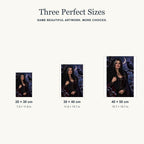 Three size options for the Snow Raven Enchantress diamond painting kit.