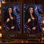 Framed and no-frame Snow Raven Enchantress designs shown side by side.