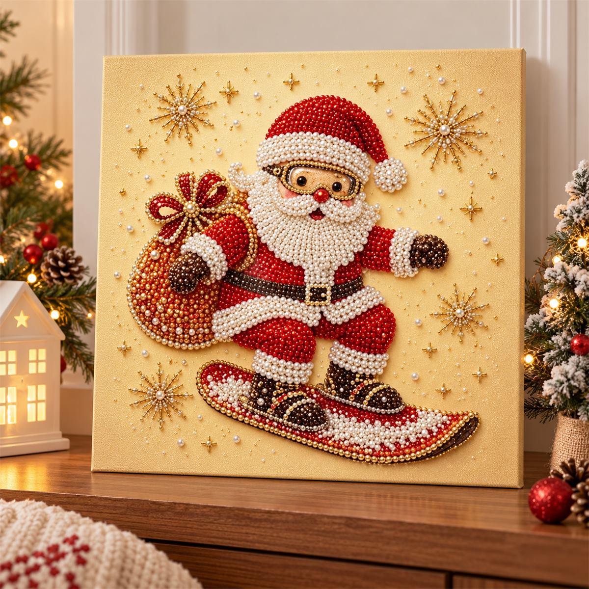 Snowboarding Santa Gift Sack — room image