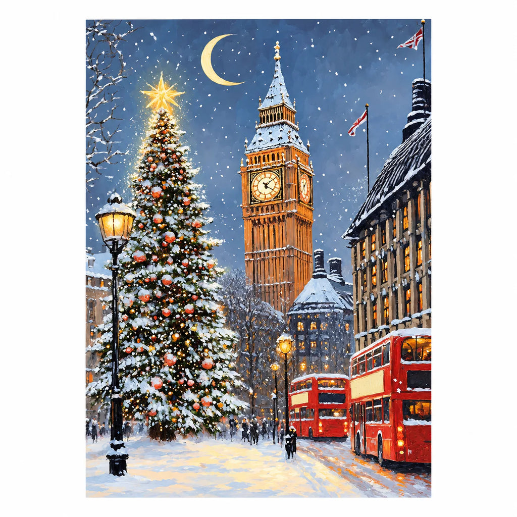 Original artwork showing snowfall over westminster.