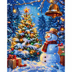 Snowman Christmas Tree Diamond Painting Kit finished diamond artwork on white background