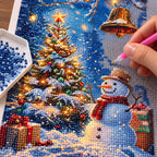 Snowman Christmas Tree Diamond Painting Kit process