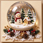 Snowman Cottage Snow Globe — detail image