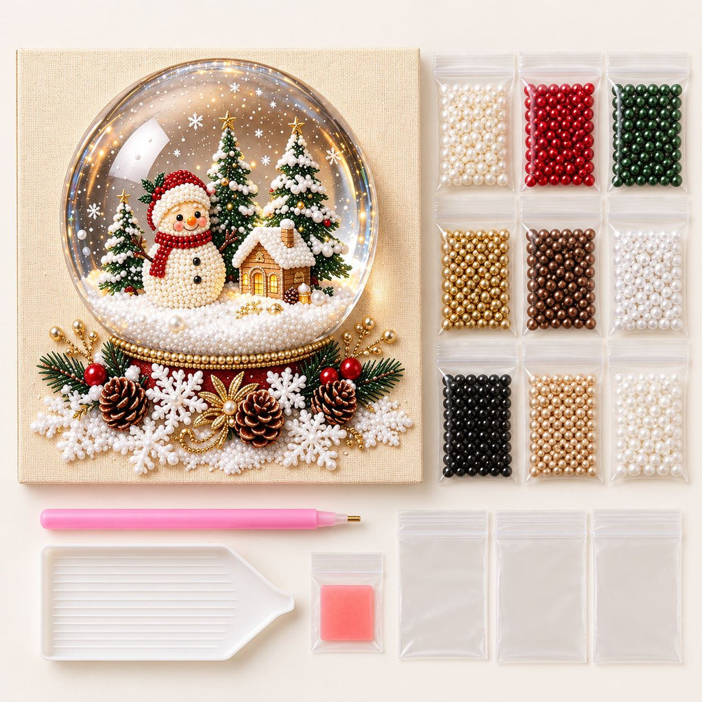 Snowman Cottage Snow Globe — kit image