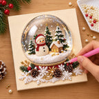 Snowman Cottage Snow Globe — process image