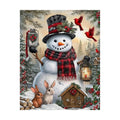 Snowman & Woodland Animals Diamond Painting Kit original artwork on white background