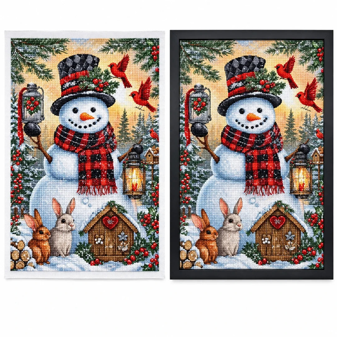Snowman & Woodland Animals Diamond Painting Kit frame comparison