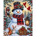 Snowman & Woodland Animals Diamond Painting Kit finished diamond artwork on white background