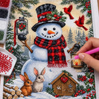 Snowman & Woodland Animals Diamond Painting Kit process