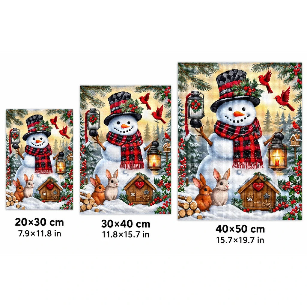 Snowman & Woodland Animals Diamond Painting Kit sizes