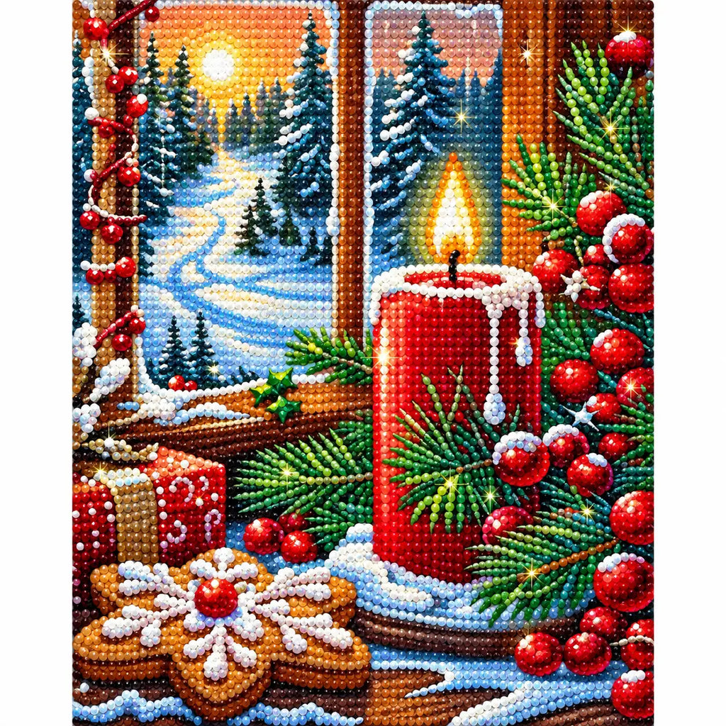 Finished diamond painting for Snowy Candlelit Christmas