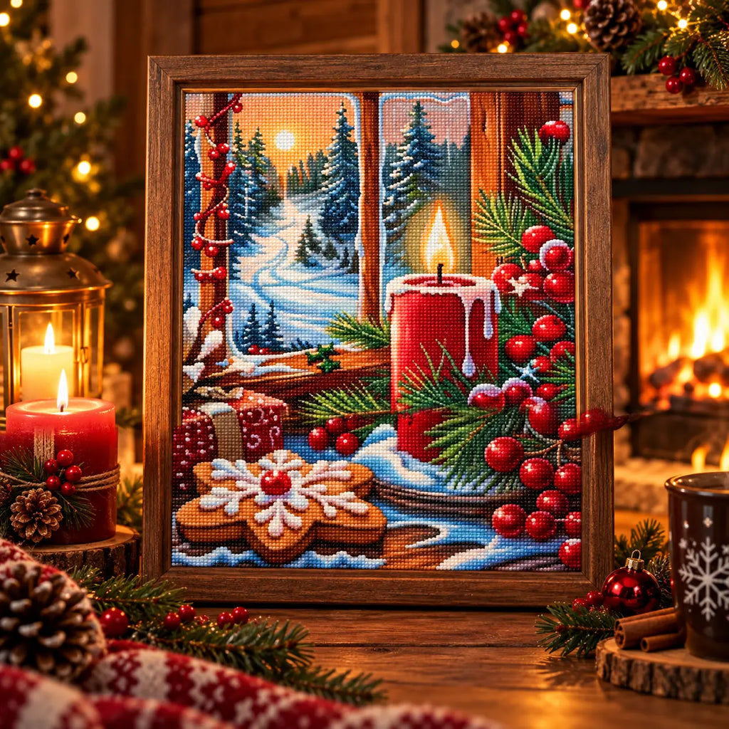 Home decor scene for Snowy Candlelit Christmas