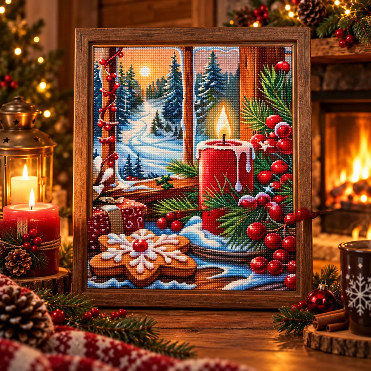 Home decor scene for Snowy Candlelit Christmas