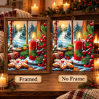 Framed and no-frame options for Snowy Candlelit Christmas
