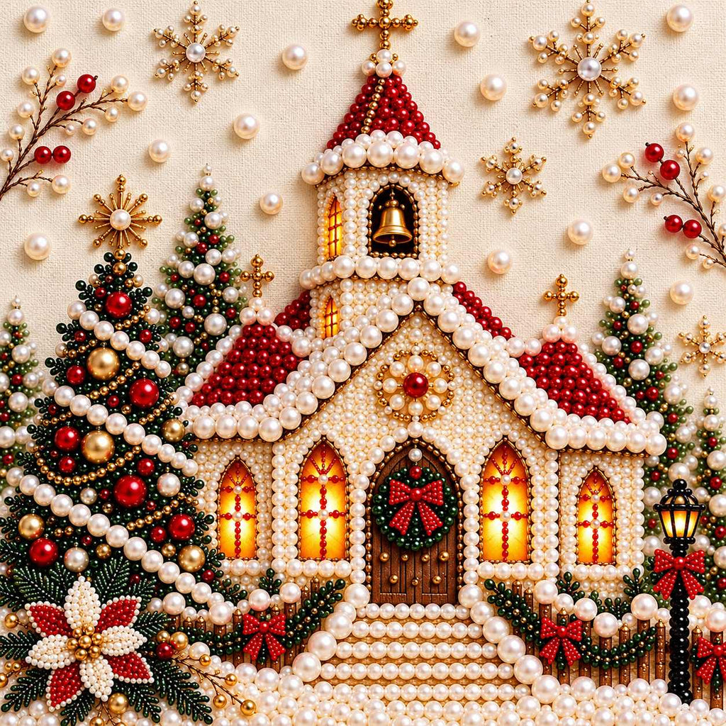 Snowy Christmas Church — detail image