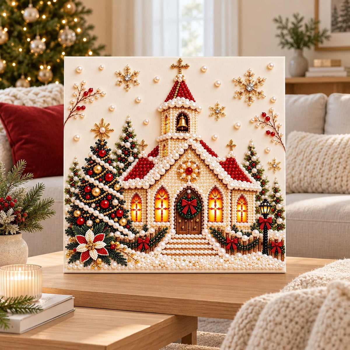 Snowy Christmas Church — room image