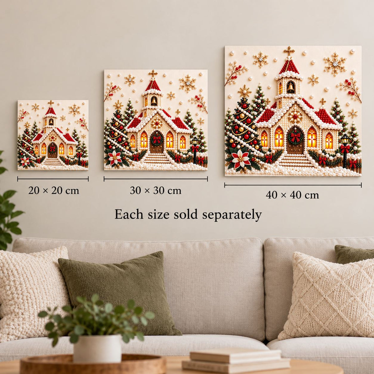 Snowy Christmas Church — size image