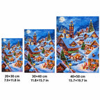 Snowy Christmas Village Diamond Painting Kit sizes