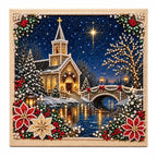 Snowy Church Christmas Night Pearl Diamond Painting Kit