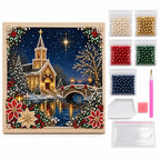 Snowy Church Christmas Night Pearl Diamond Painting Kit