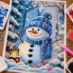 Diamond painting process for Snowy Friends In Blue