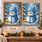Framed and no-frame options for Snowy Friends In Blue