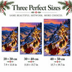 Portrait size guide for the hill chapel procession design: 20 × 30, 30 × 40, and 40 × 50 cm