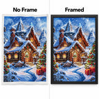 Snowy Mountain Cabin Diamond Painting Kit frame comparison