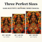 Solar Lion Dancer diamond painting in 20 by 30, 30 by 40, and 40 by 50 centimeter sizes