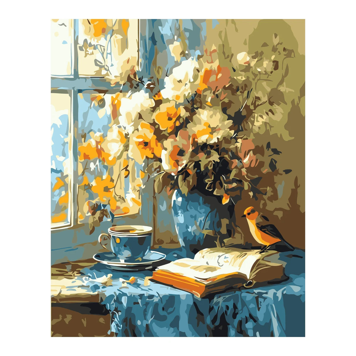 Songbird by a Sunny Window completed artwork on a clean white background