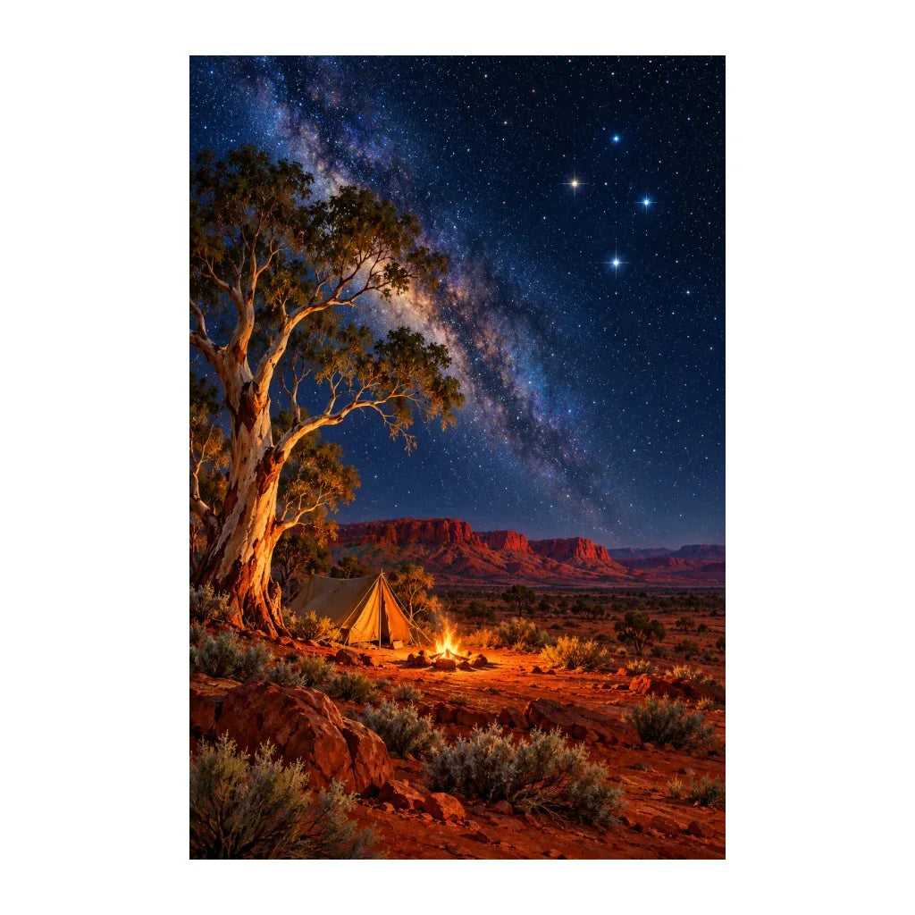 Original Southern Cross Outback artwork on a white background.
