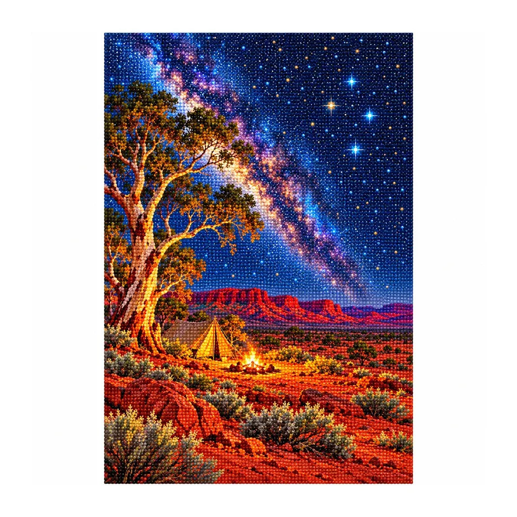 White-background finished diamond painting of Southern Cross Outback.