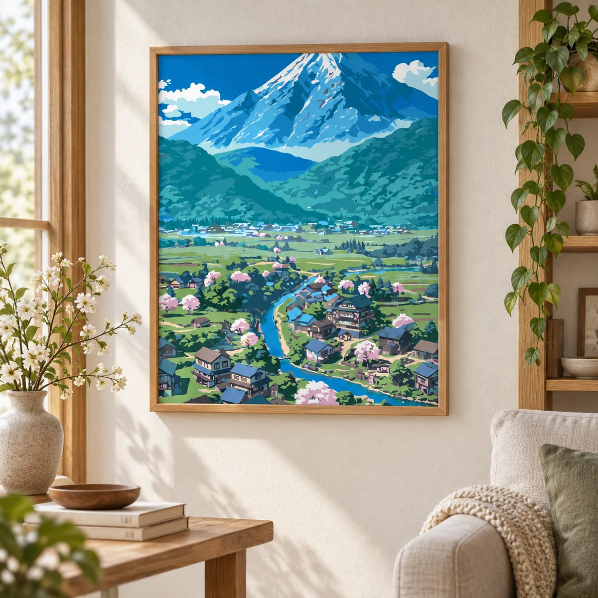Spring Valley At Mountains Foot diamond painting displayed as home decor
