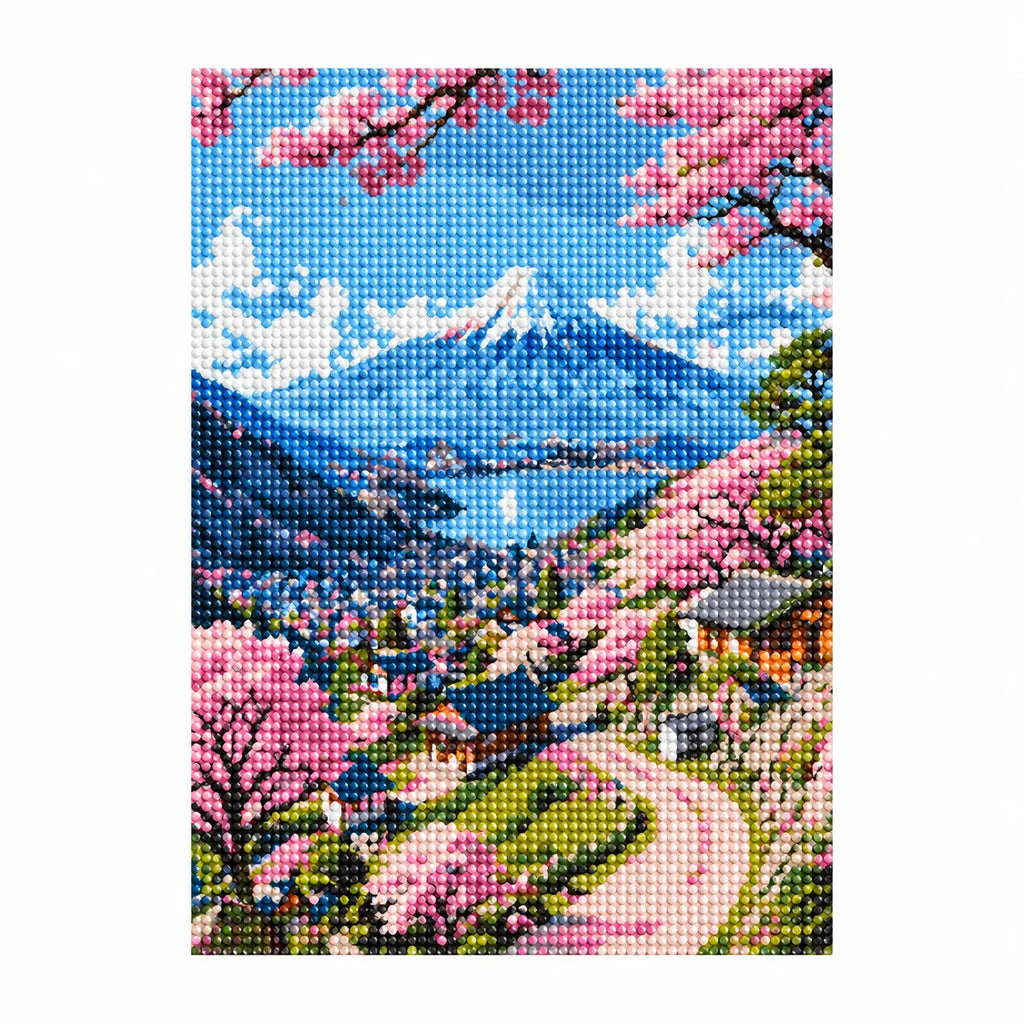 Finished diamond painting for Springtime By The Mountain