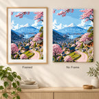 Framed and no-frame options for Springtime By The Mountain