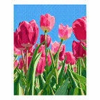 White-background finished diamond painting of Springtime Tulip Bloom