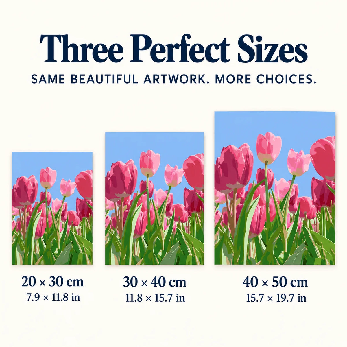 Three canvas sizes for Springtime Tulip Bloom