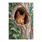 Original white-background artwork of Squirrel Tree Hollow Peek
