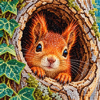 Close-up of sparkling drills on the Squirrel Tree Hollow Peek design