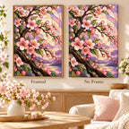 Framed and no-frame options for the stained-glass cherry blossom design