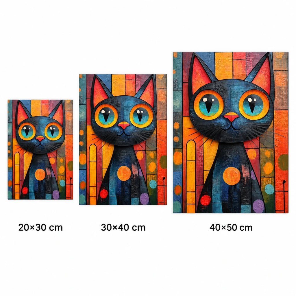 Stained Glass Blue Cat Diamond Painting Kit diamond detail