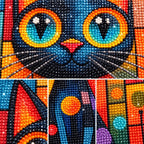 Stained Glass Blue Cat Diamond Painting Kit process
