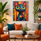 Stained Glass Blue Cat Diamond Painting Kit size guide