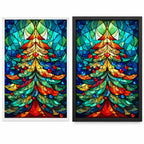 Stained Glass Christmas Tree Diamond Painting Kit frame comparison