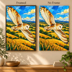 Framed and no-frame options for the stained glass owl diamond painting