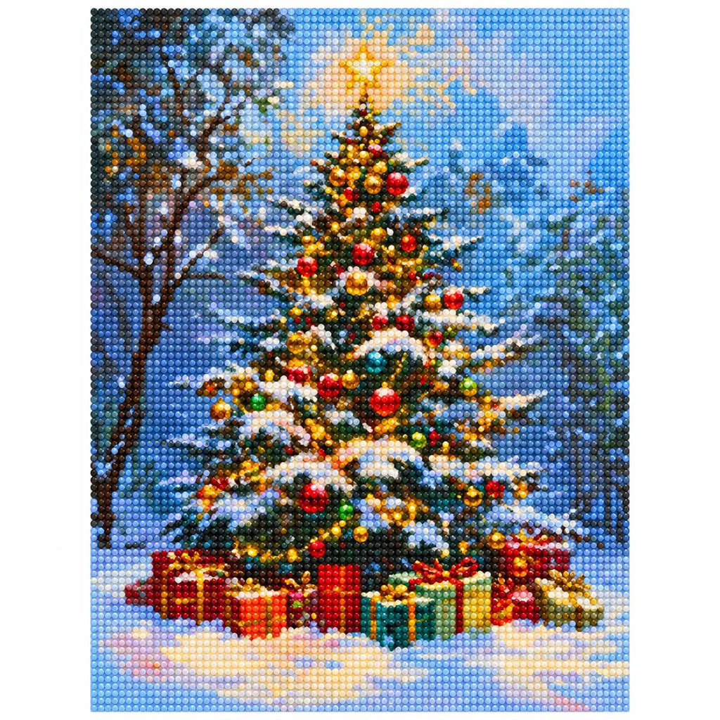 Finished diamond painting for Star Above The Snowy Tree