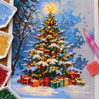 Diamond painting process for Star Above The Snowy Tree