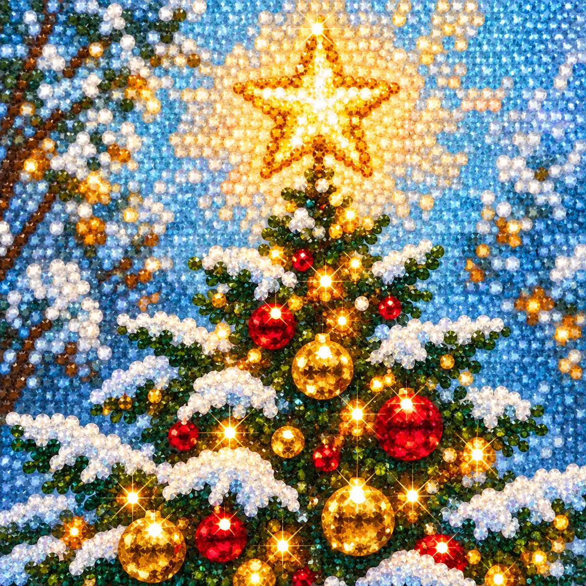 Close-up diamond detail for Star Above The Snowy Tree