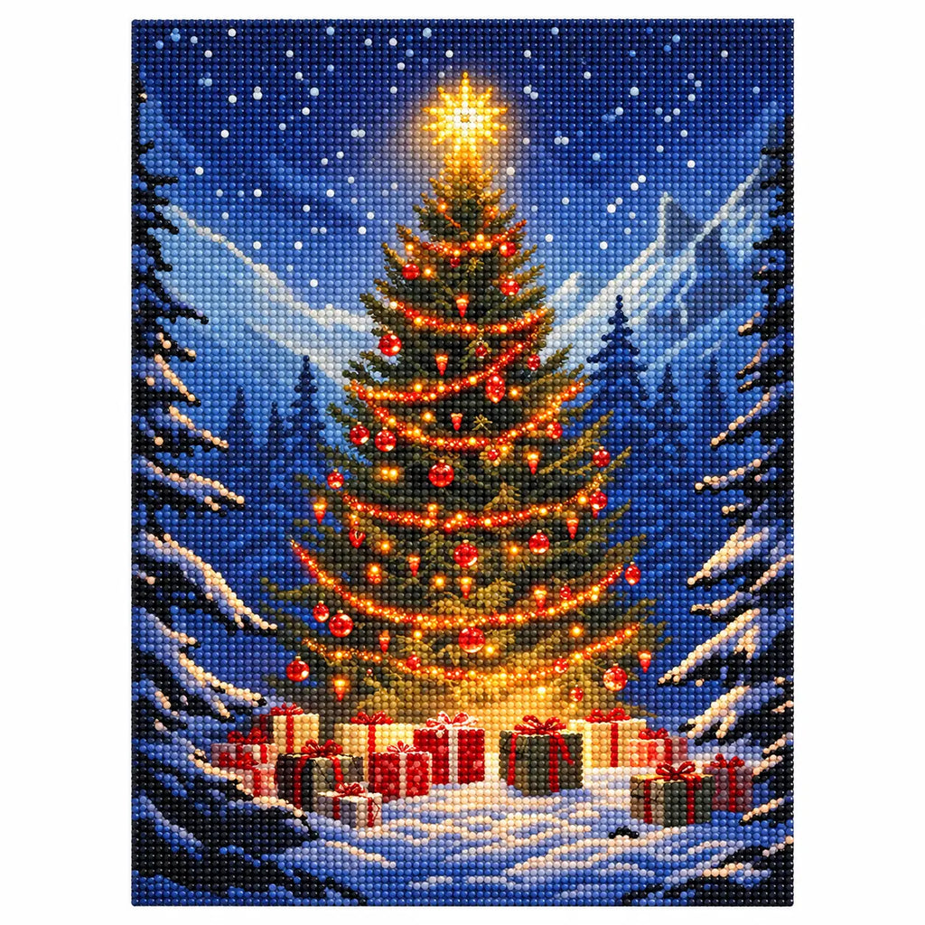 Finished diamond painting for Star Over The Snowy Pines