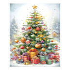 Original landscape artwork for Star Topped Christmas Village Diamond Painting Kit